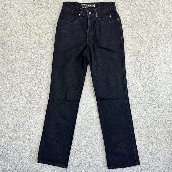 Vintage Harley Davidson Jeans size 28x32 Biker Blues High Waist Solid Black 90s - Picture 1 of 16